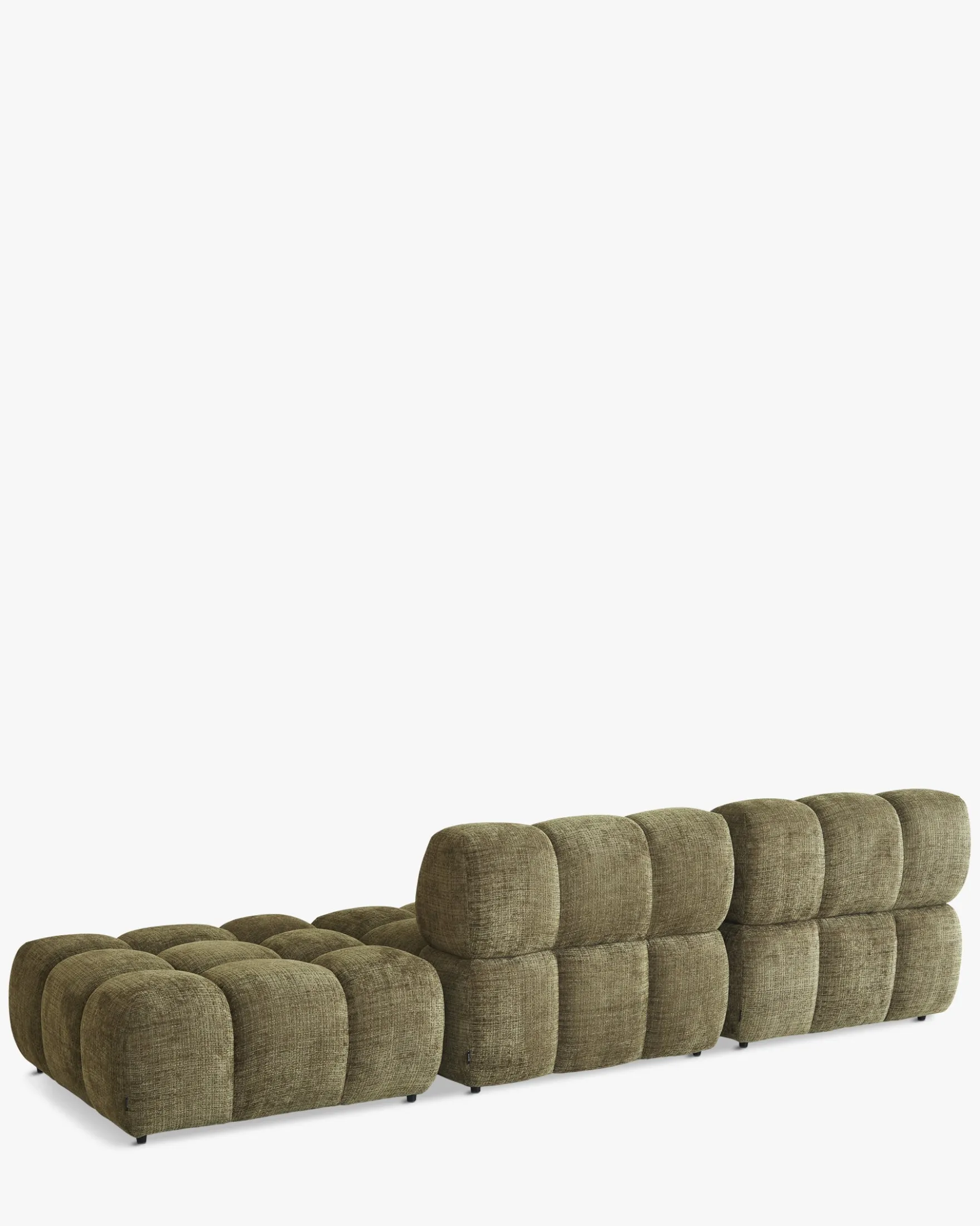 Canapé modulable angle interchangeable, Tweed vert lichen Waffle