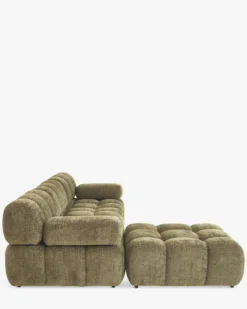 Canapé modulable angle interchangeable, Tweed vert lichen Waffle