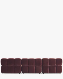 Canapé modulable angle interchangeable, Velours bordeaux ligné Waffle