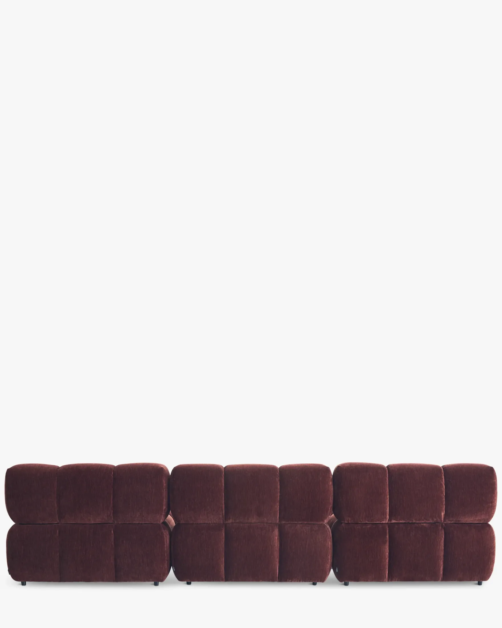 Canapé modulable angle interchangeable, Velours bordeaux ligné Waffle