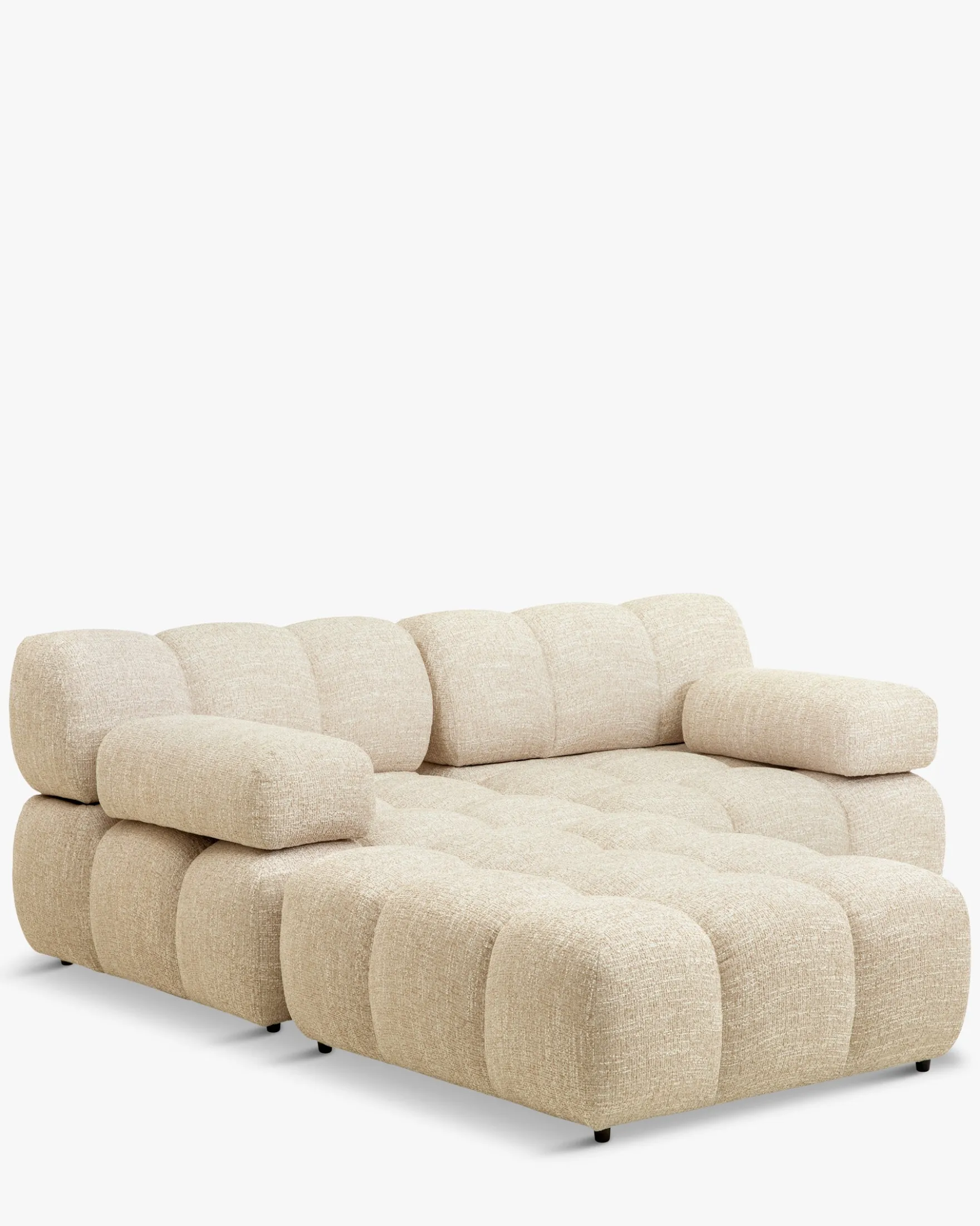 Canapé modulable angle interchangeable, Tweed beige Waffle