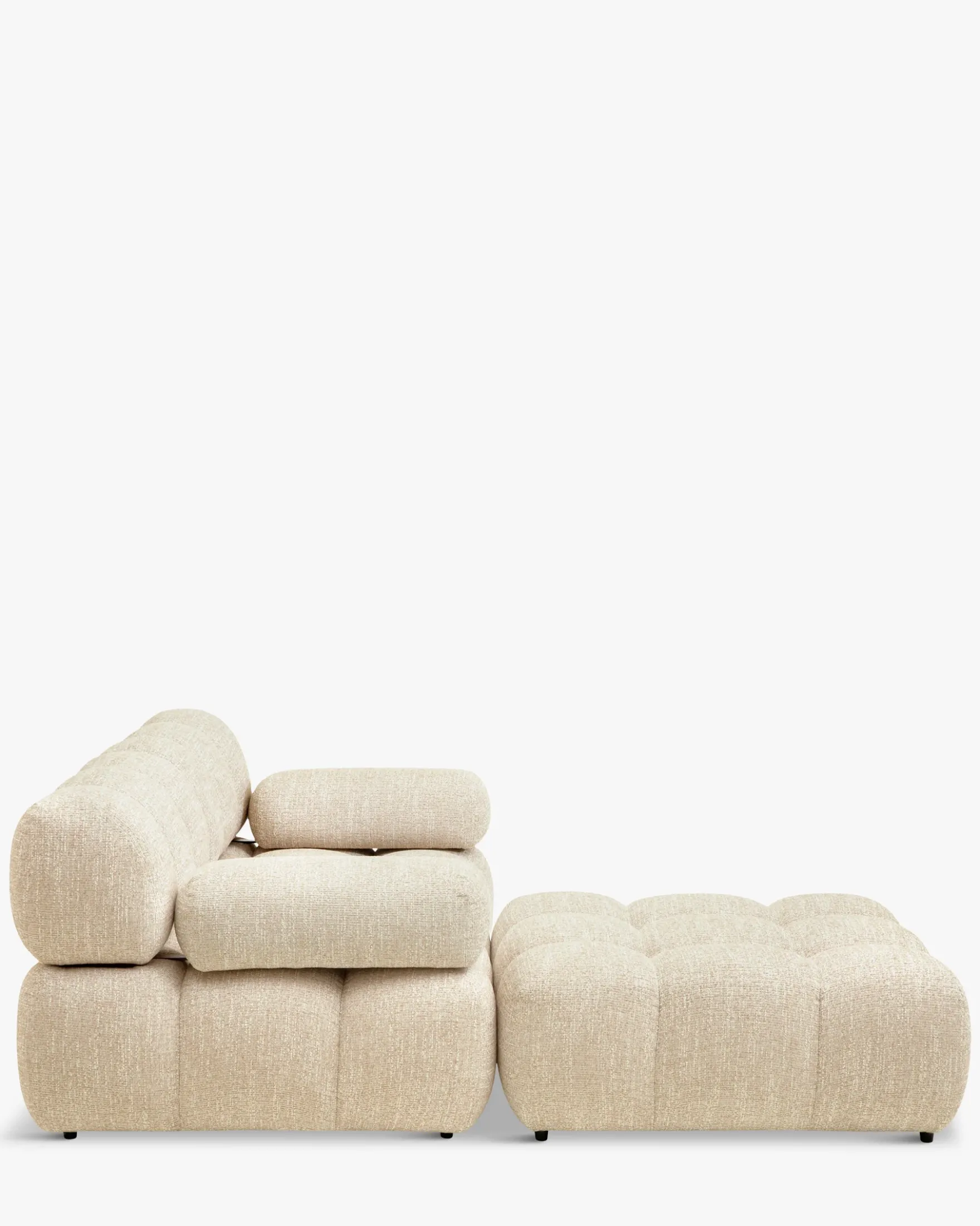 Canapé modulable angle interchangeable, Tweed beige Waffle