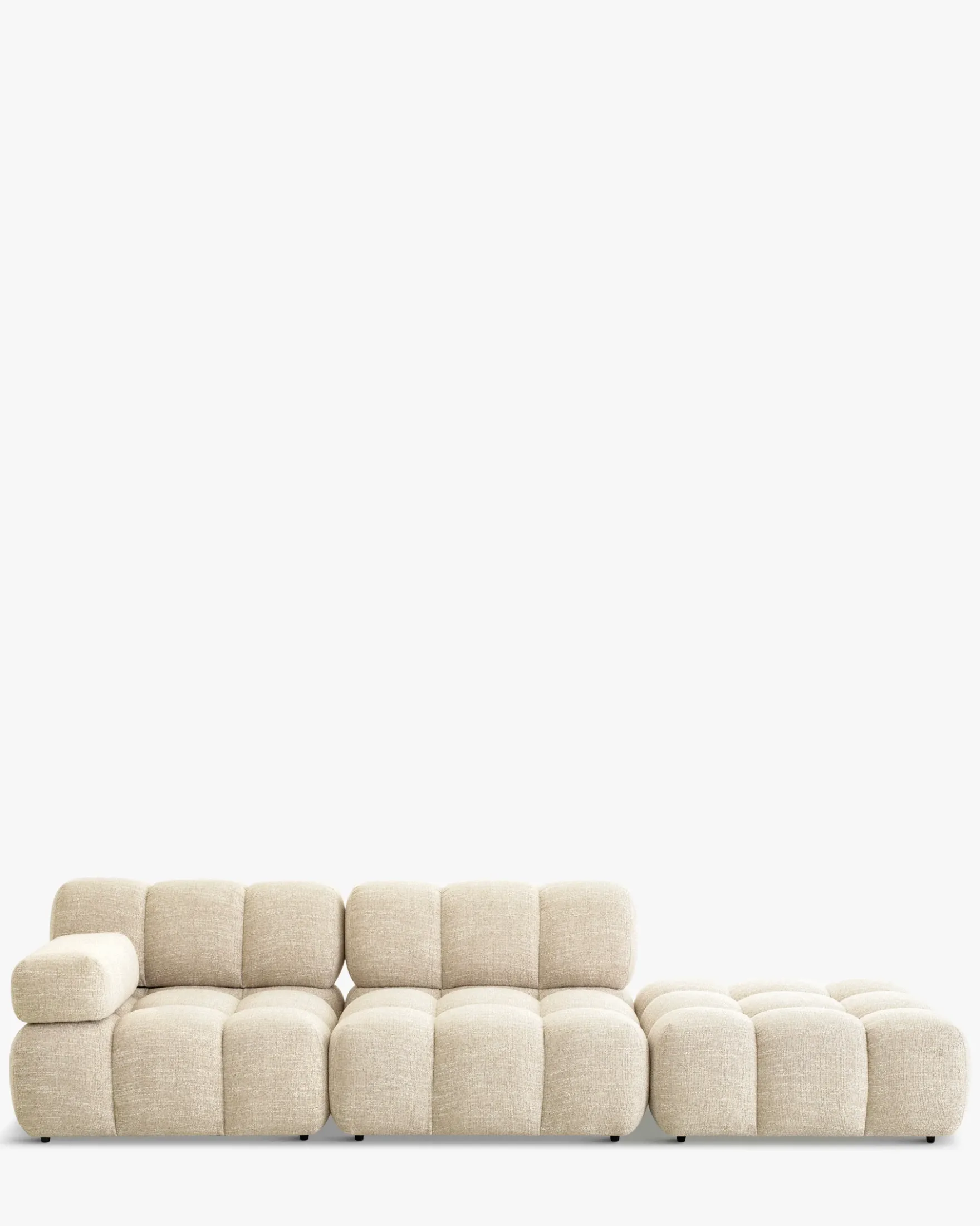 Canapé modulable angle interchangeable, Tweed beige Waffle