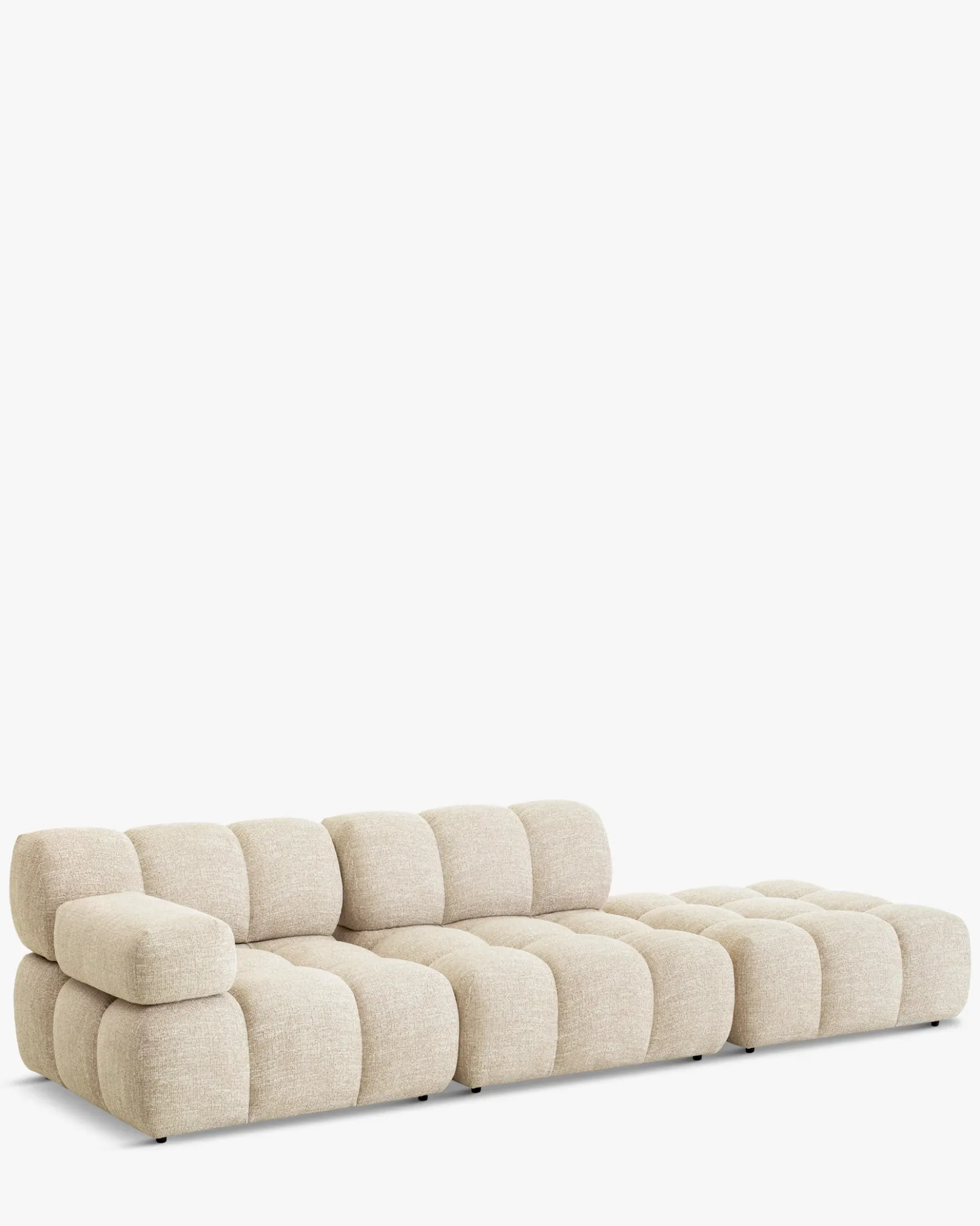 Canapé modulable angle interchangeable, Tweed beige Waffle