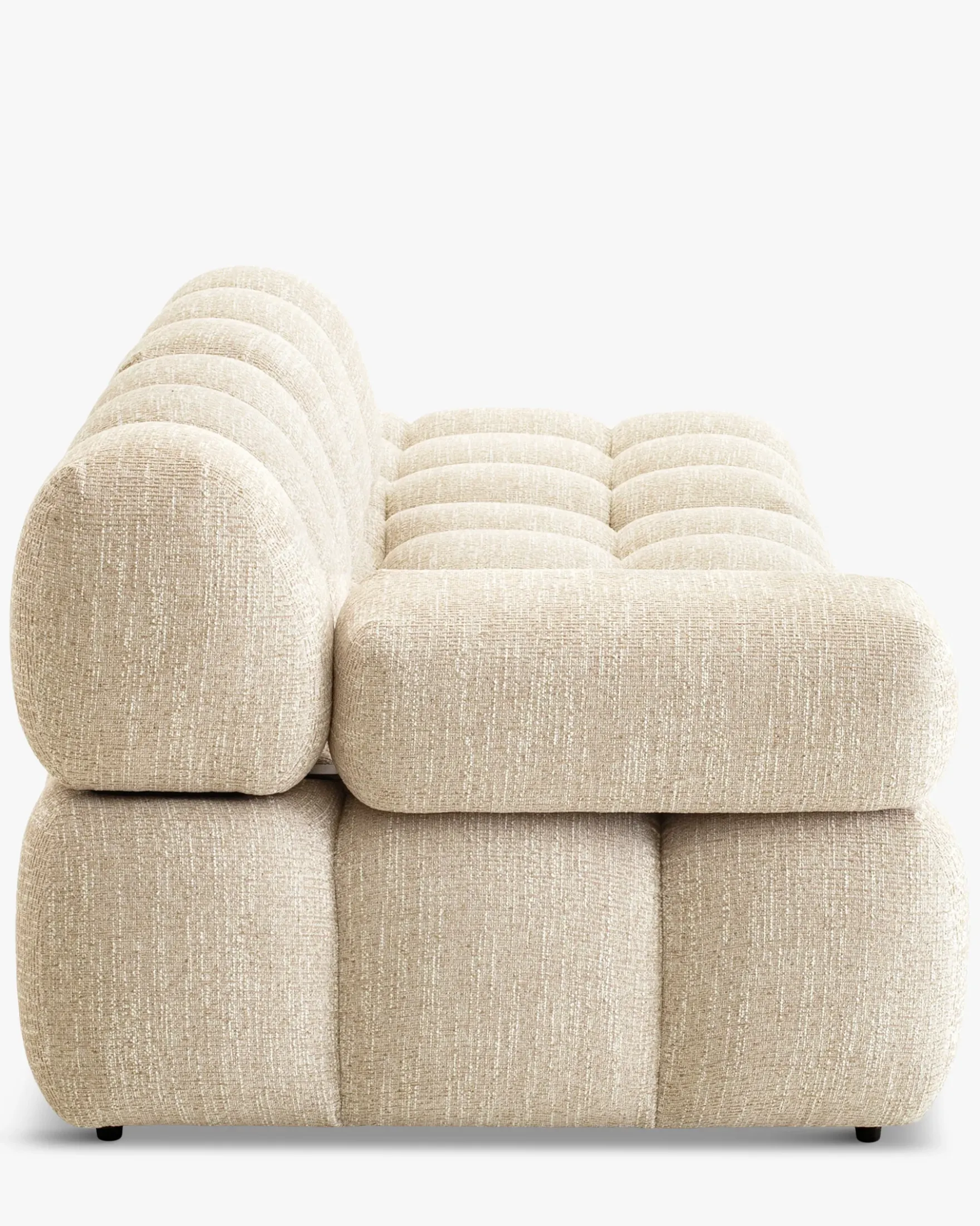 Canapé modulable angle interchangeable, Tweed beige Waffle