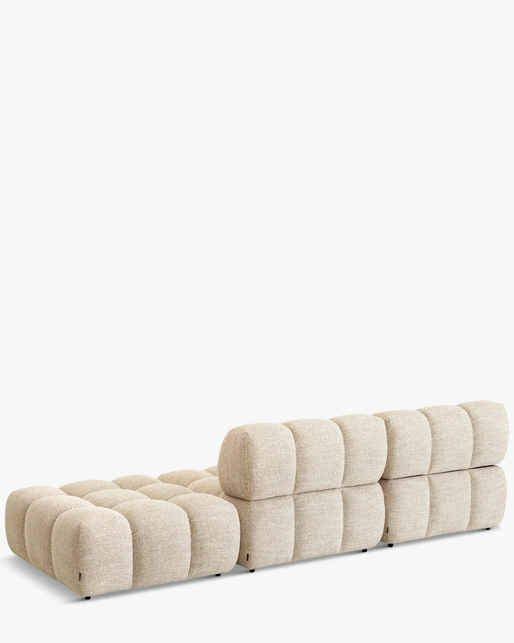 Canapé modulable angle interchangeable, Tweed beige Waffle