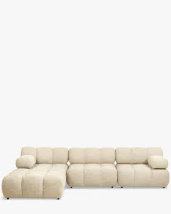 Canapé modulable angle interchangeable, Tweed beige Waffle