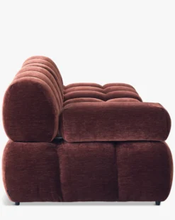 Canapé modulable angle interchangeable, Velours bordeaux ligné Waffle