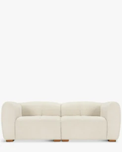 Canapé 2 places modulable, Blanc avoine bouclé Belize
