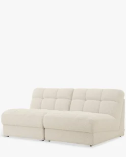Canapé 2 places modulable, Blanc avoine bouclé, L170 Paul