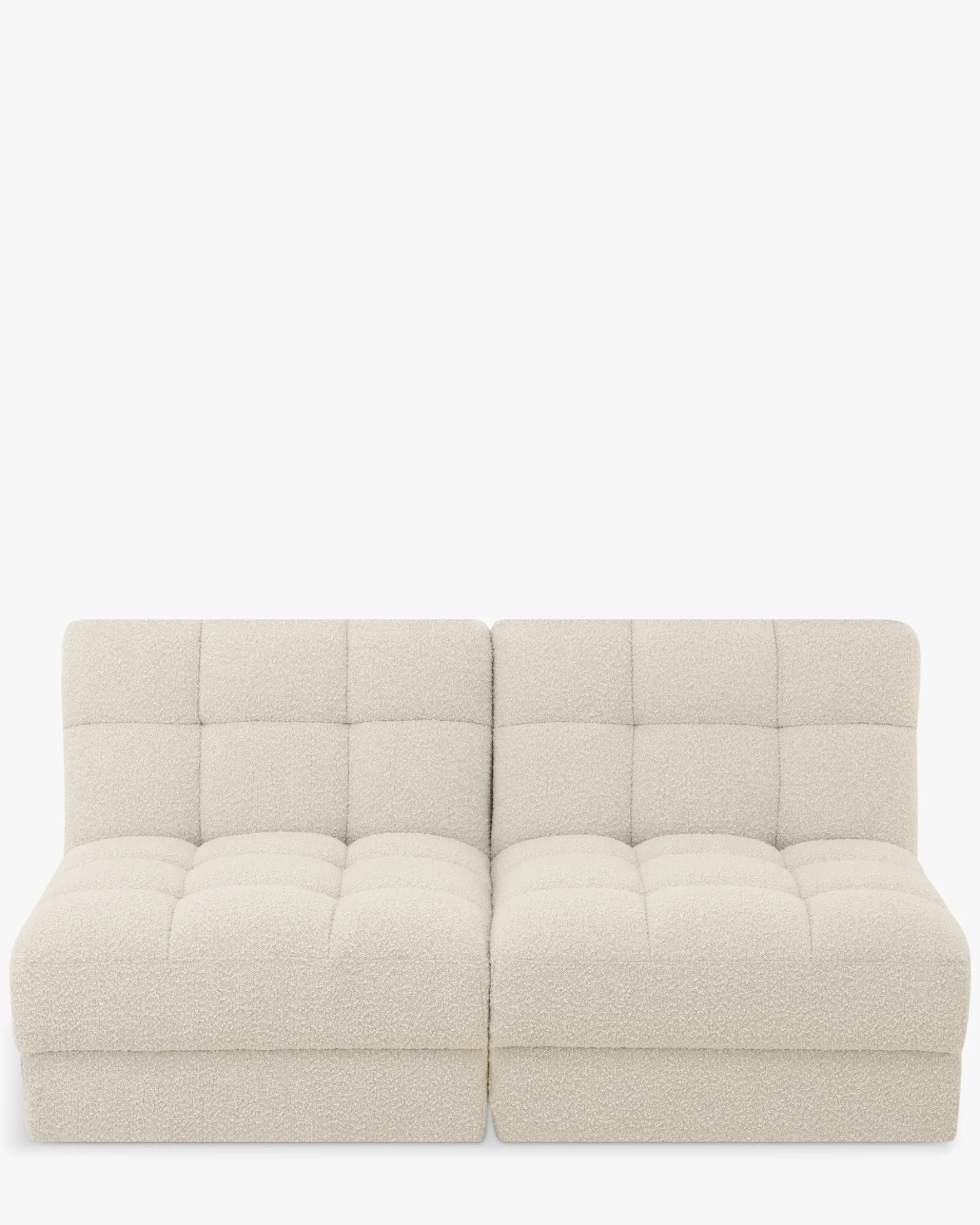 Canapé 2 places modulable, Blanc avoine bouclé, L170 Paul