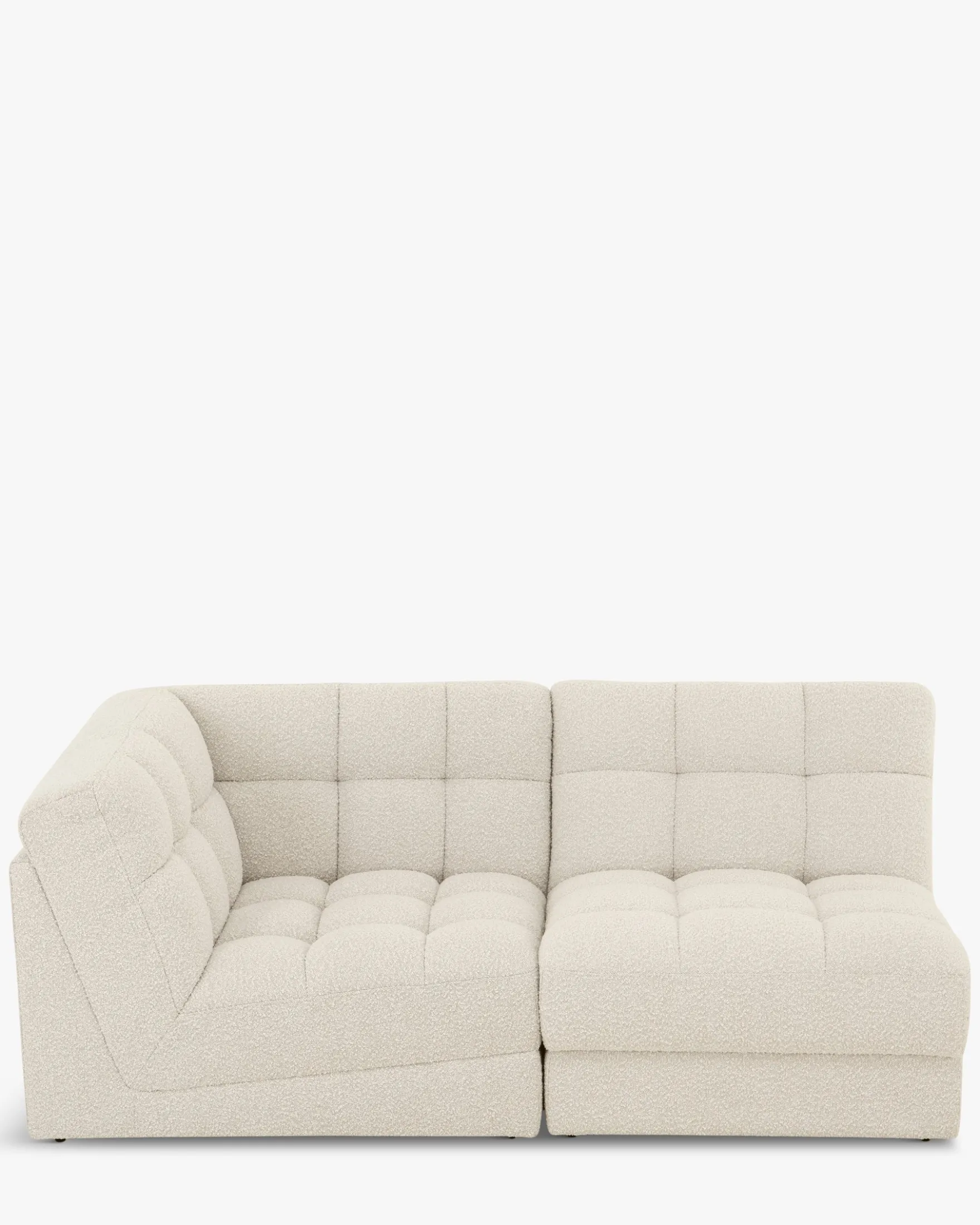 Canapé 2 places modulable, Blanc avoine bouclé, L191 Paul