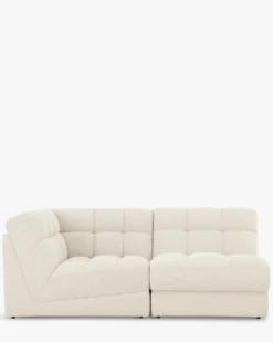 Canapé 2 places modulable, Blanc avoine bouclé, L191 Paul