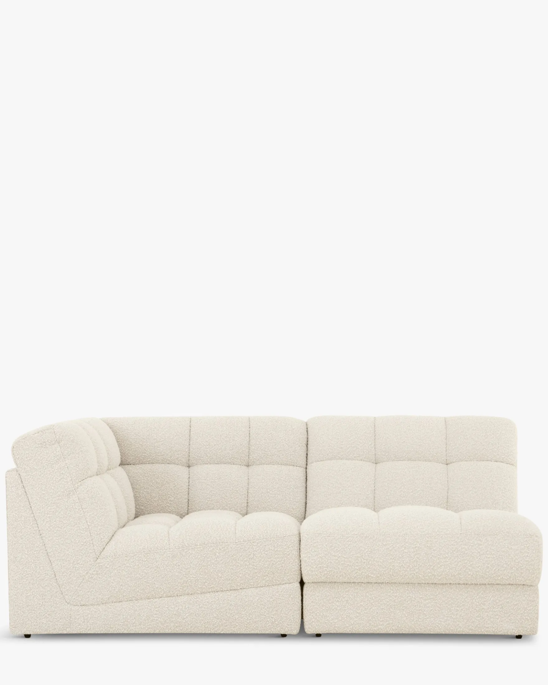 Canapé 2 places modulable, Blanc avoine bouclé, L191 Paul