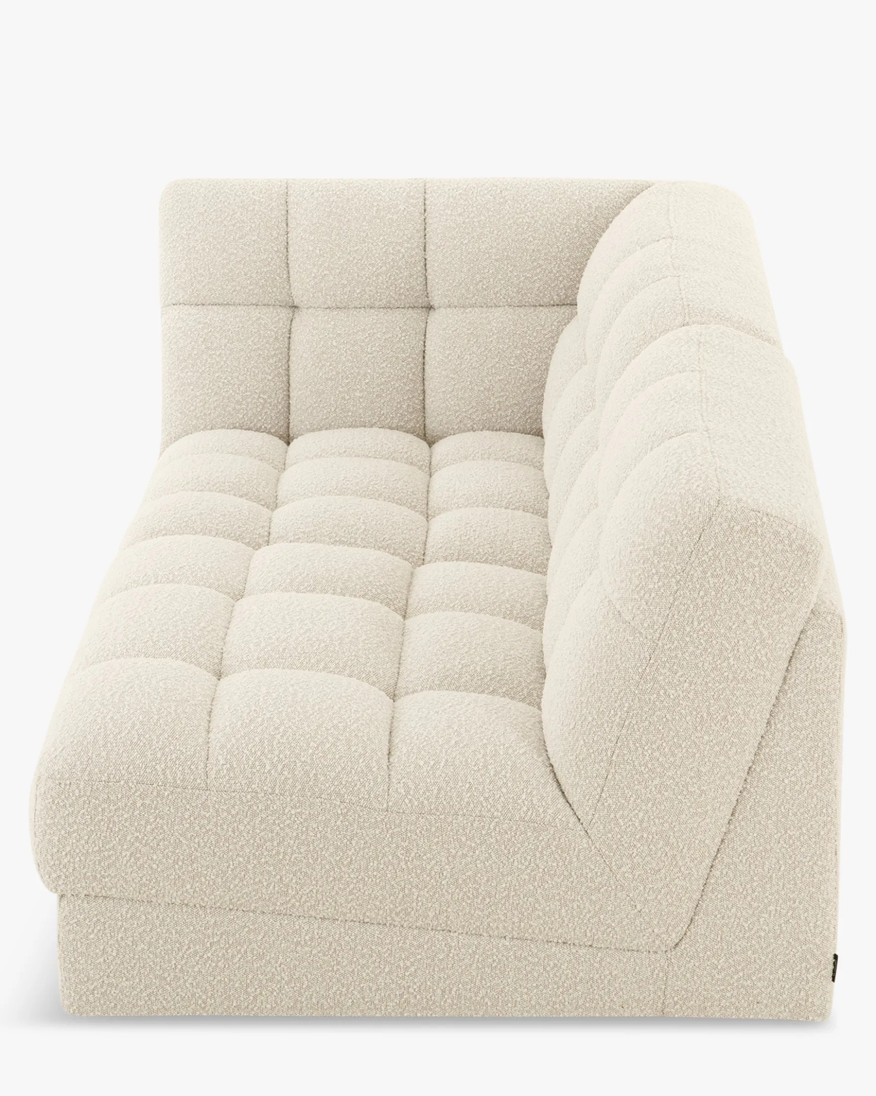 Canapé 2 places modulable, Blanc avoine bouclé, L191 Paul