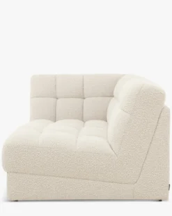 Canapé 2 places modulable, Blanc avoine bouclé, L191 Paul