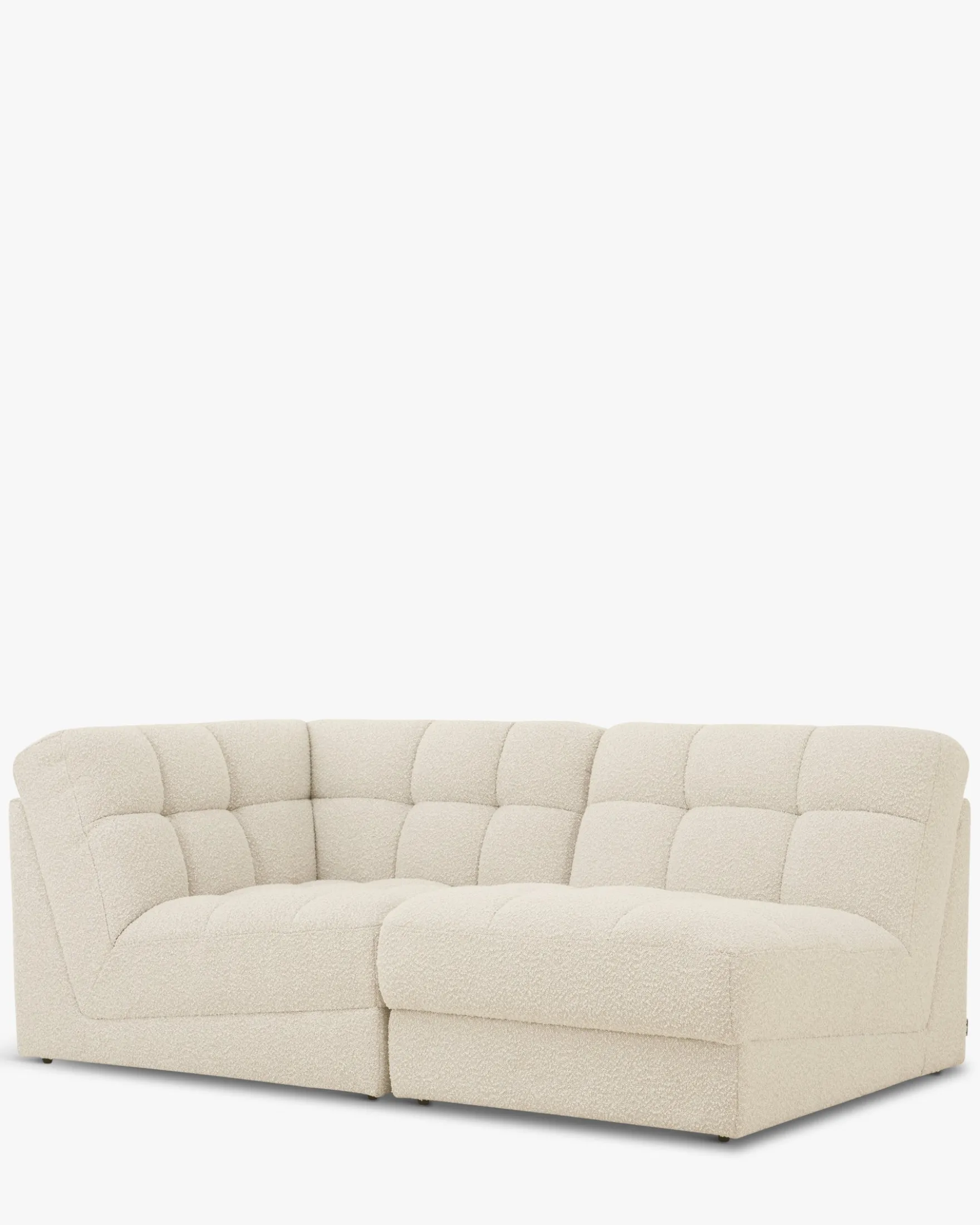 Canapé 2 places modulable, Blanc avoine bouclé, L191 Paul