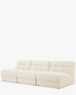 Canapé 3 places modulable, Blanc avoine bouclé, L255 Paul