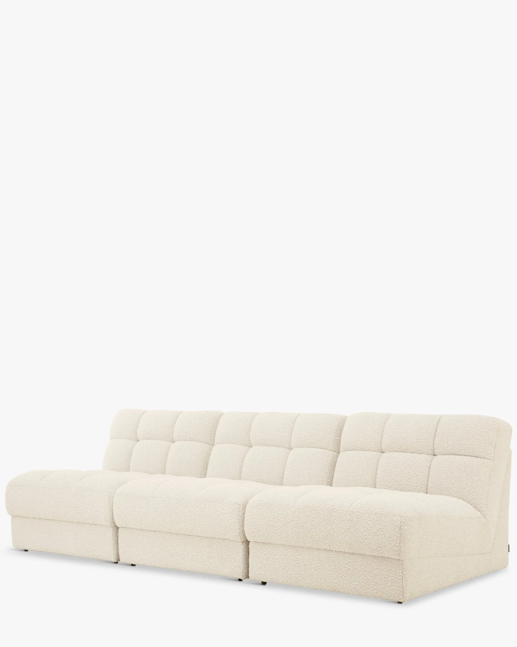 Canapé 3 places modulable, Blanc avoine bouclé, L255 Paul