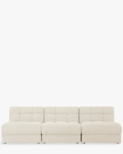 Canapé 3 places modulable, Blanc avoine bouclé, L255 Paul