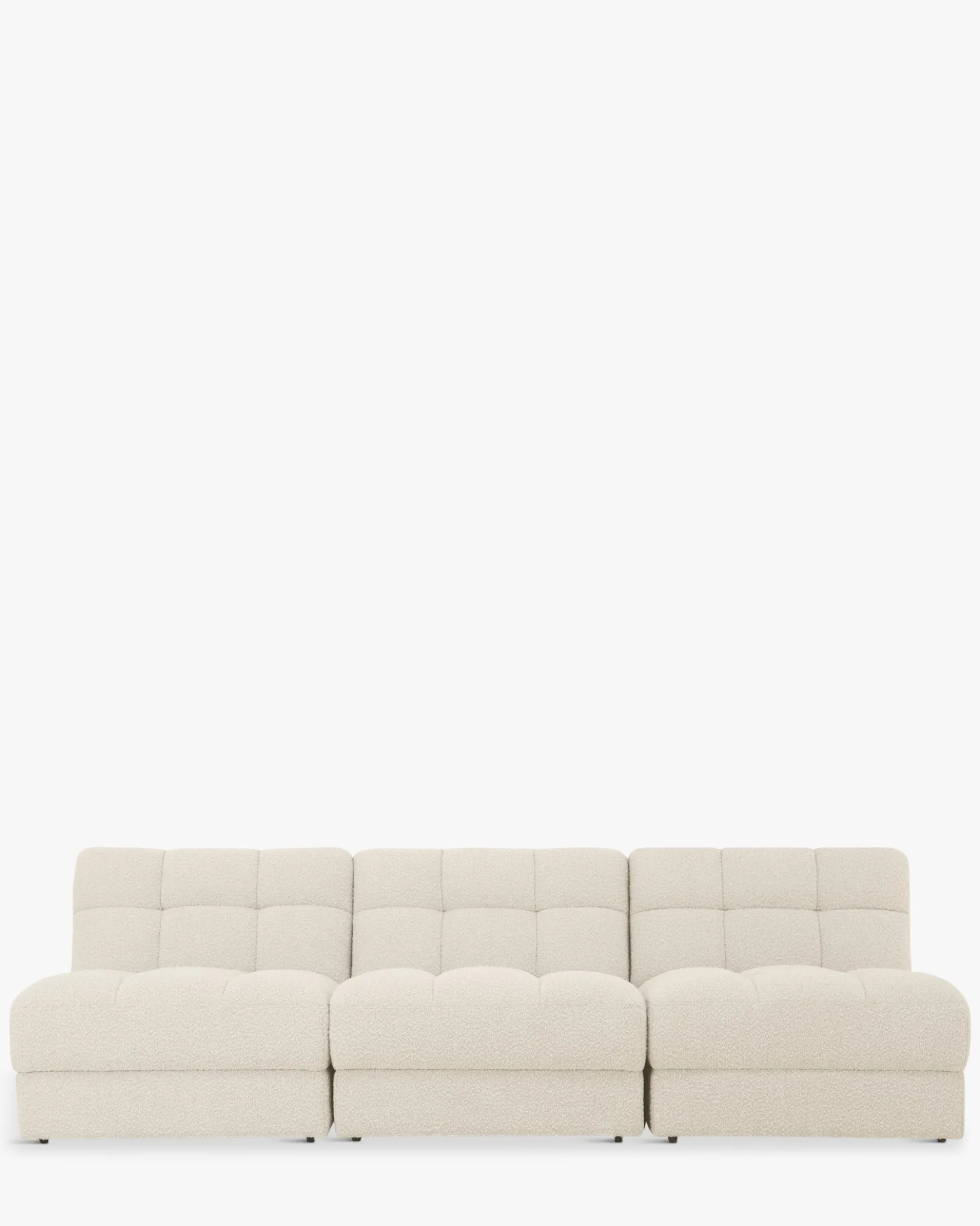 Canapé 3 places modulable, Blanc avoine bouclé, L255 Paul