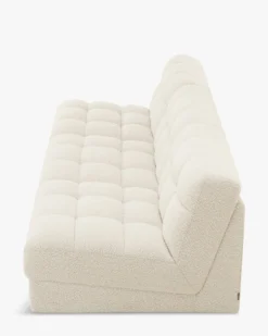 Canapé 3 places modulable, Blanc avoine bouclé, L255 Paul