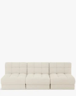 Canapé 3 places modulable, Blanc avoine bouclé, L255 Paul