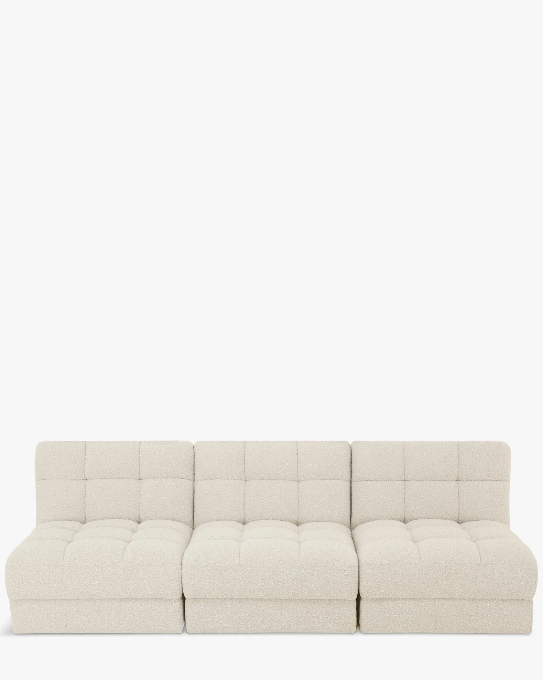 Canapé 3 places modulable, Blanc avoine bouclé, L255 Paul
