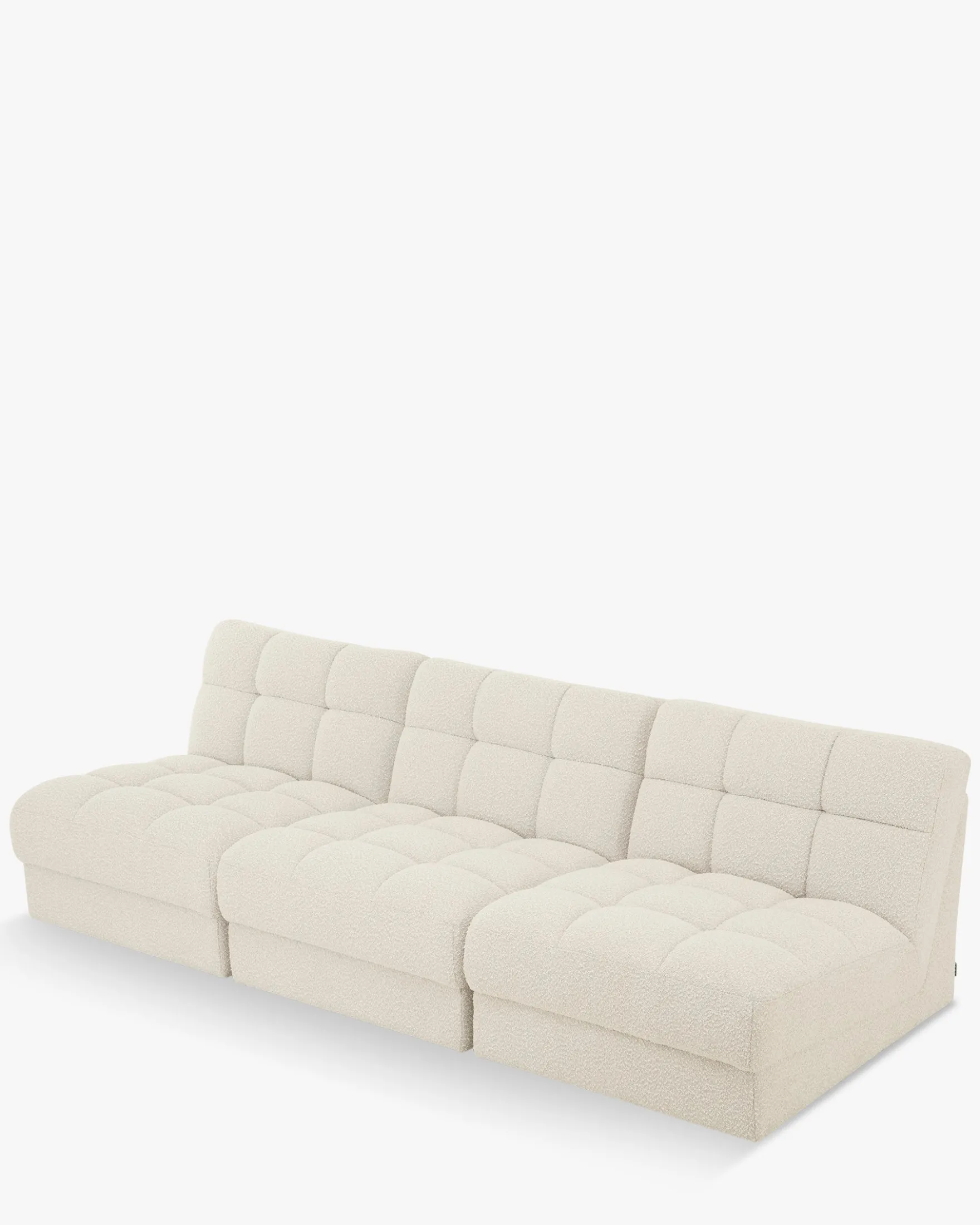 Canapé 3 places modulable, Blanc avoine bouclé, L255 Paul