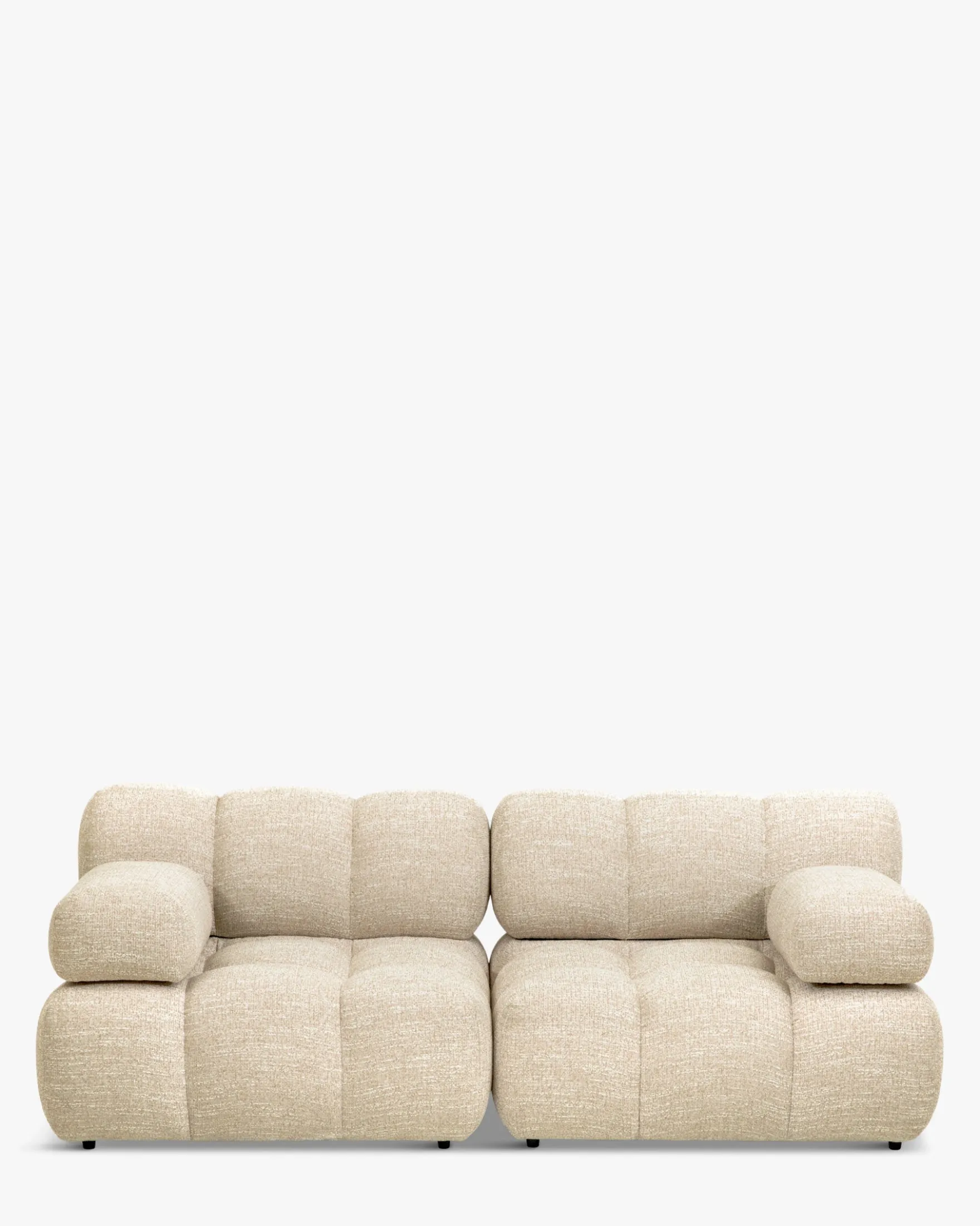 Canapé 2 places modulable, Tweed beige Waffle