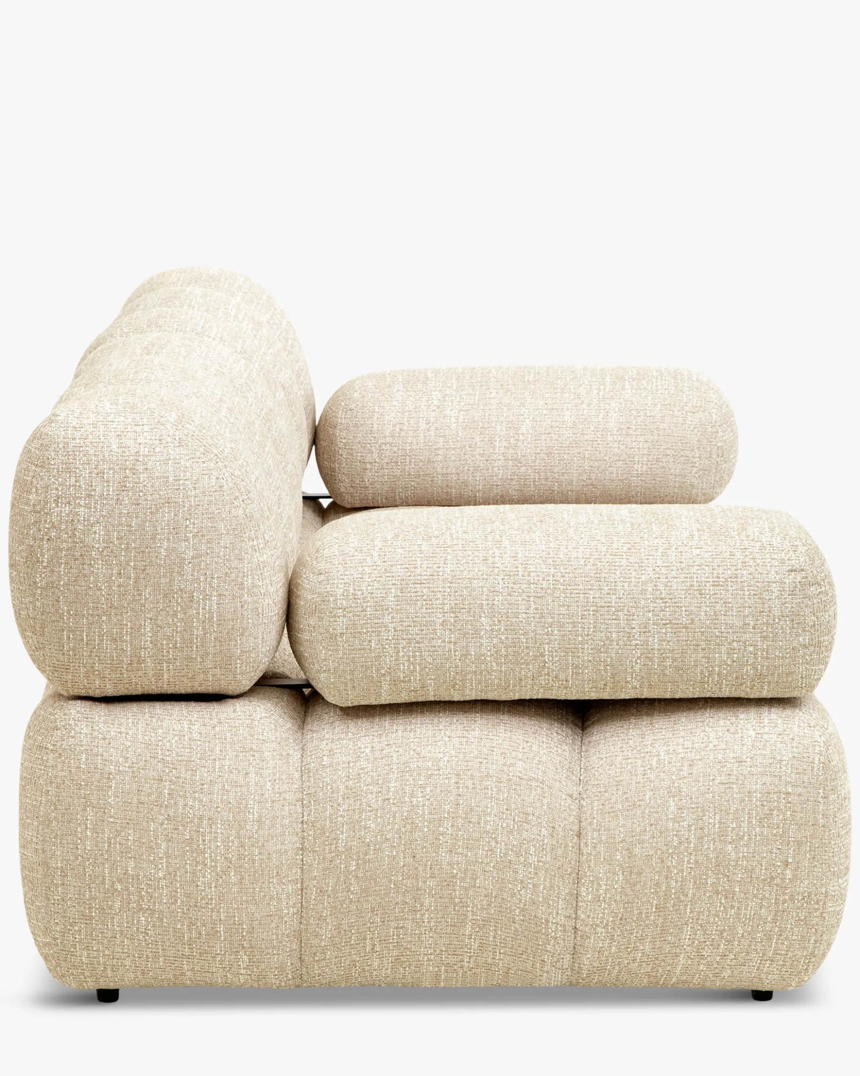 Canapé 2 places modulable, Tweed beige Waffle
