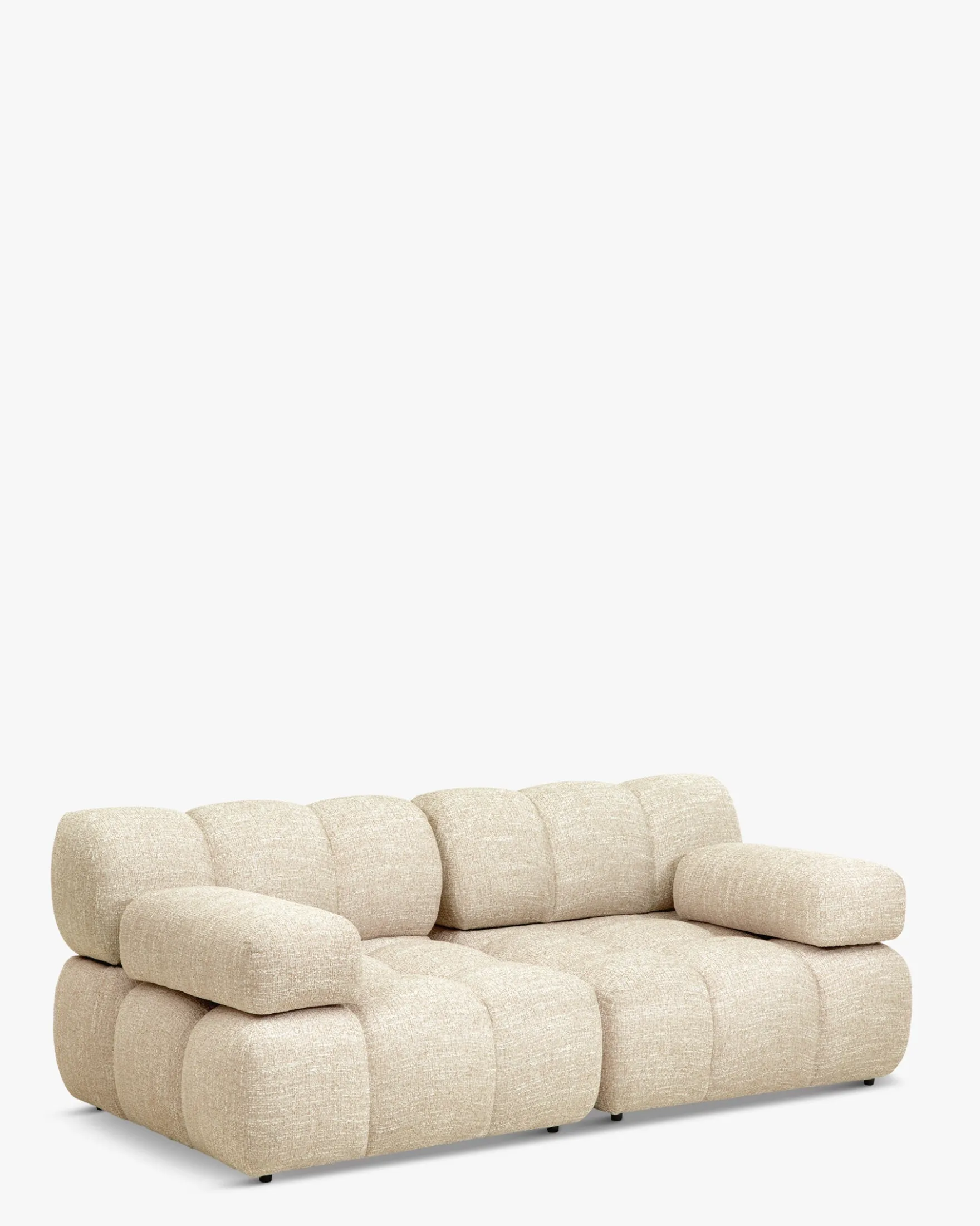 Canapé 2 places modulable, Tweed beige Waffle