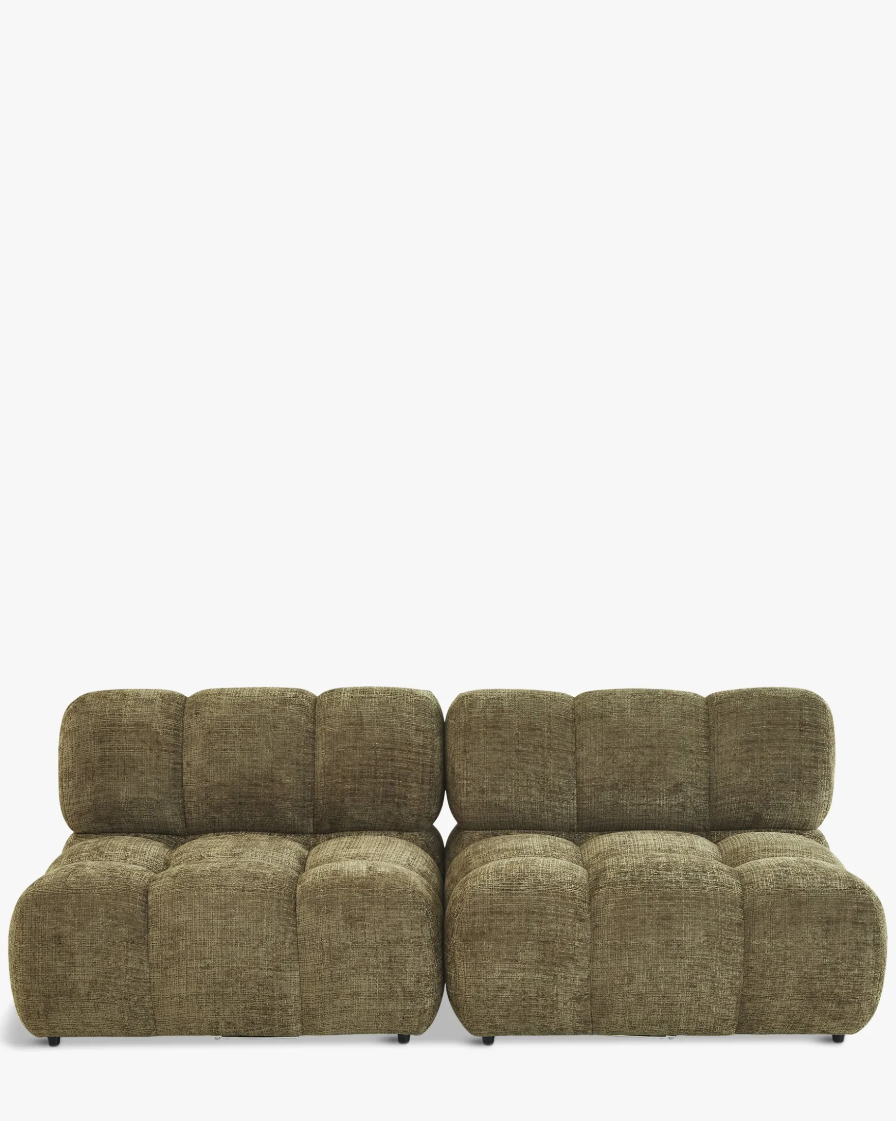 Canapé 2 places modulable, Tweed vert lichen Waffle
