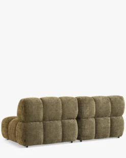 Canapé 2 places modulable, Tweed vert lichen Waffle