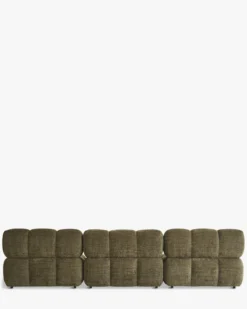Canapé 3 places modulable, Tweed vert lichen Waffle