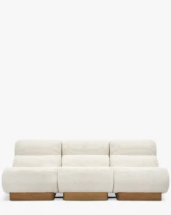 Canapé 3 places modulable, Tweed crème & bois blond Cozy