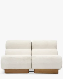 Canapé 2 places modulable, Tweed crème & bois blond Cozy