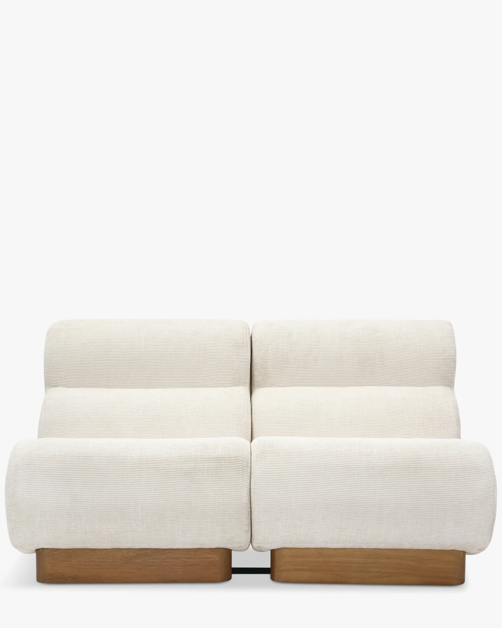 Canapé 2 places modulable, Tweed crème & bois blond Cozy