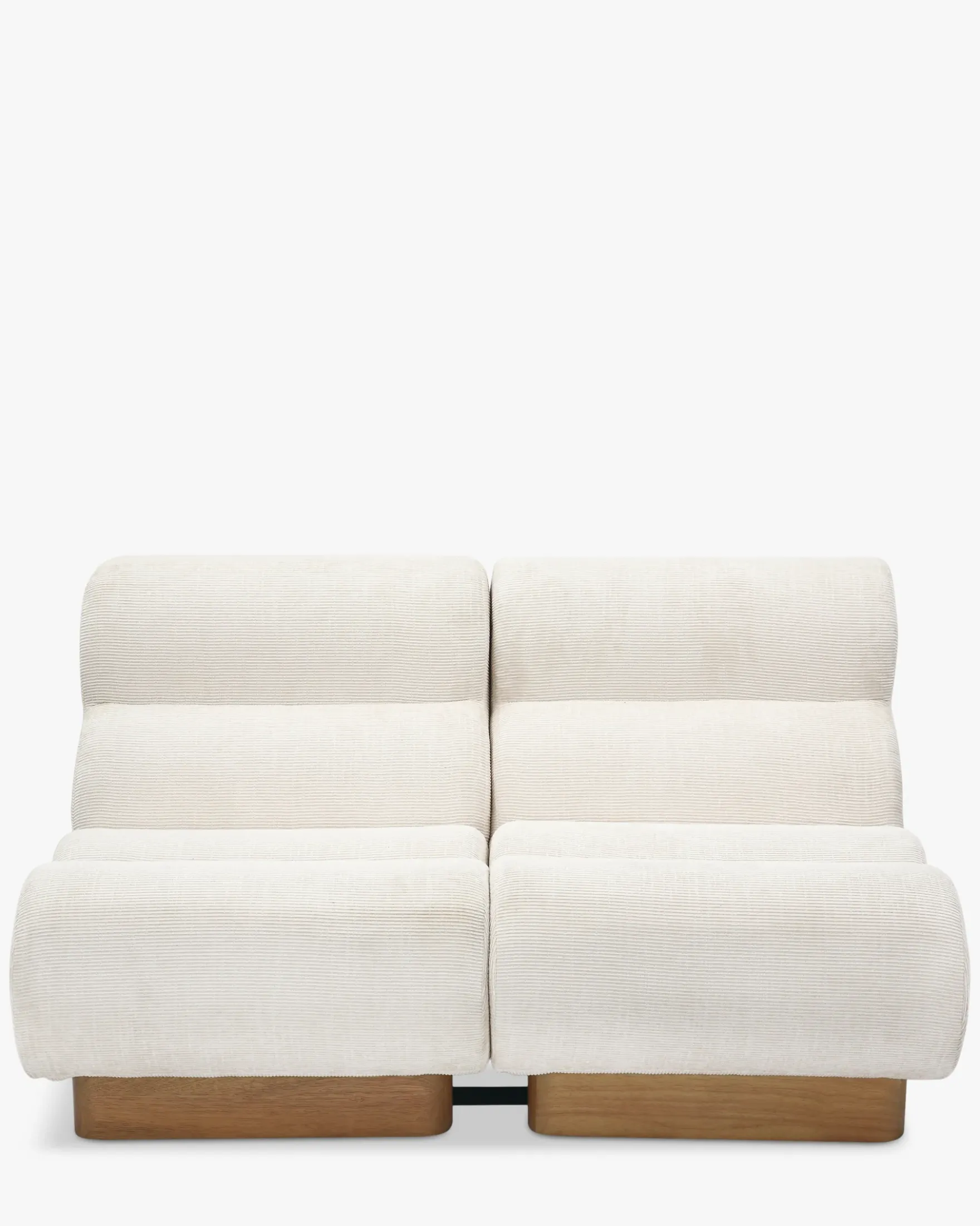 Canapé 2 places modulable, Tweed crème & bois blond Cozy