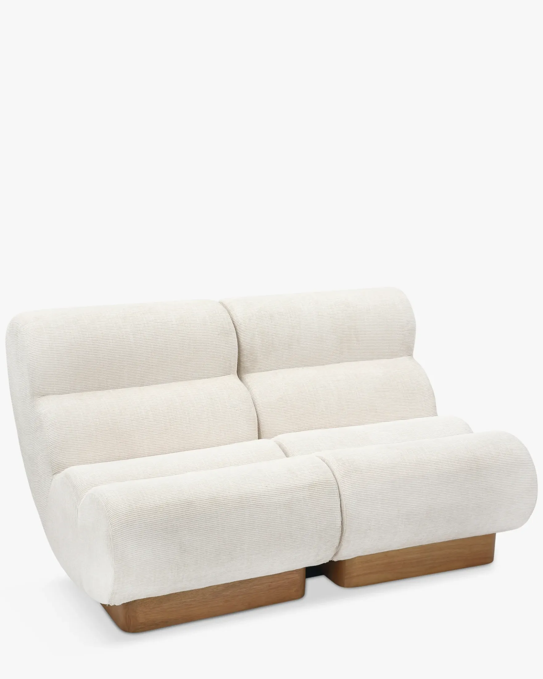 Canapé 2 places modulable, Tweed crème & bois blond Cozy