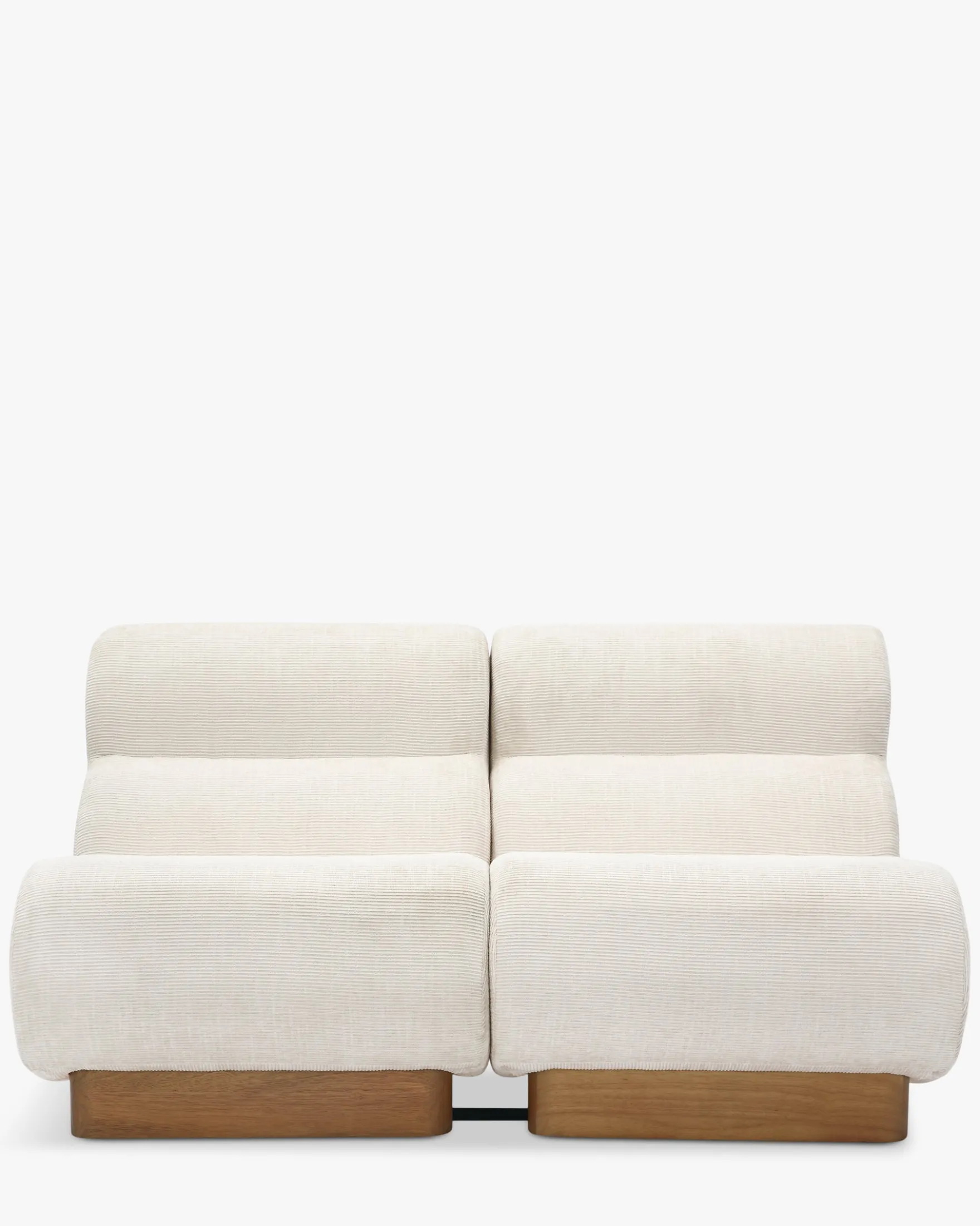 Canapé 2 places modulable, Tweed crème & bois blond Cozy