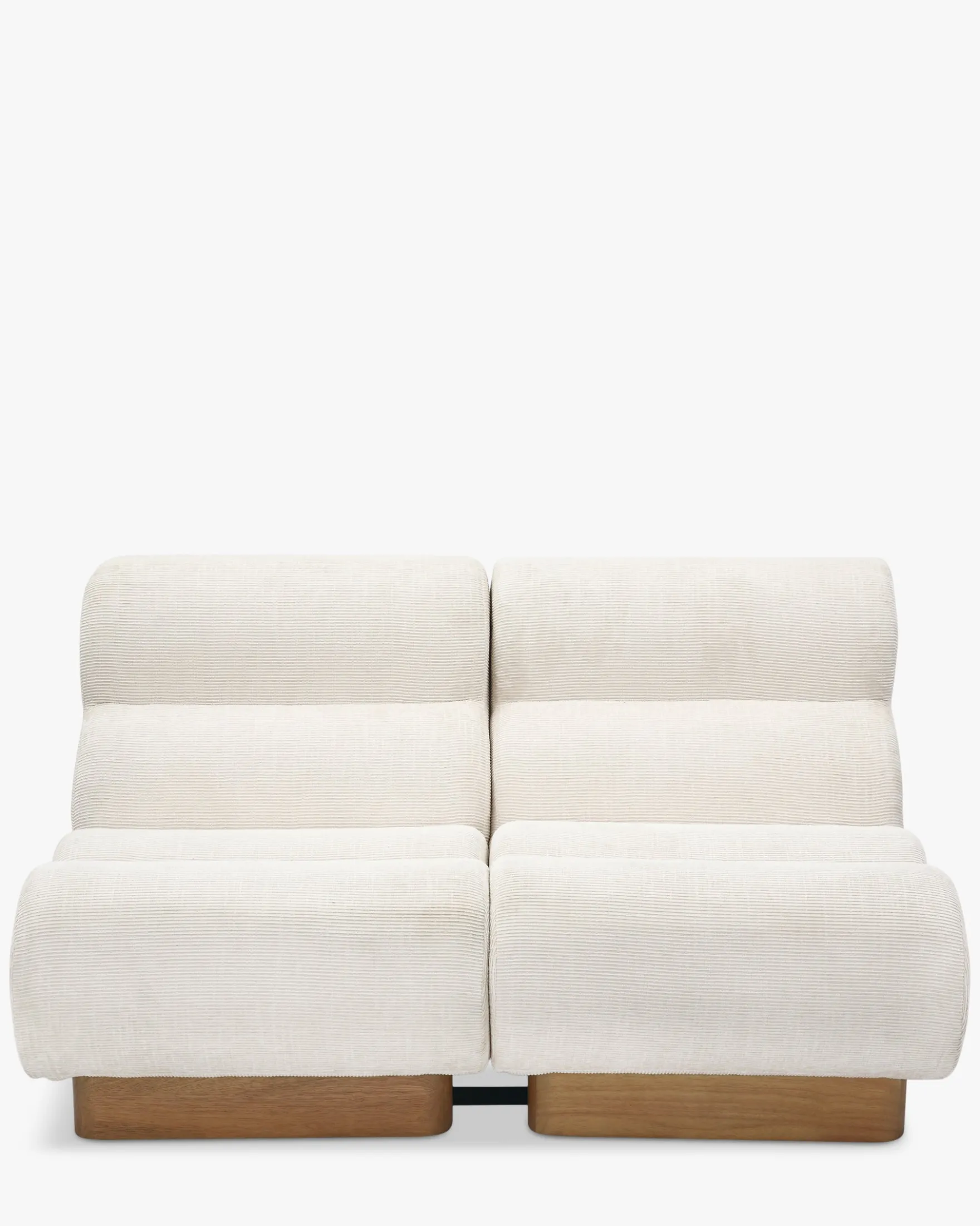 Canapé 2 places modulable, Tweed crème & bois blond Cozy