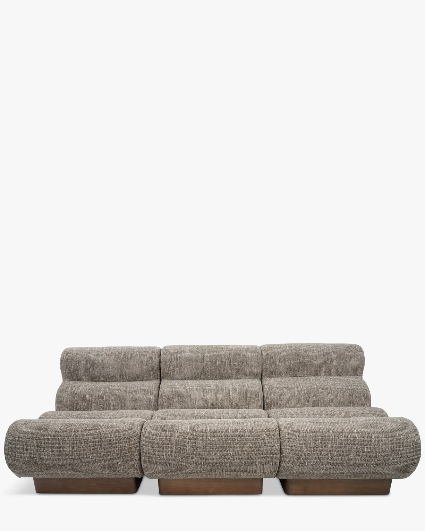 Canapé 3 places modulable, Tweed Taupe New York & Bois blond Cozy