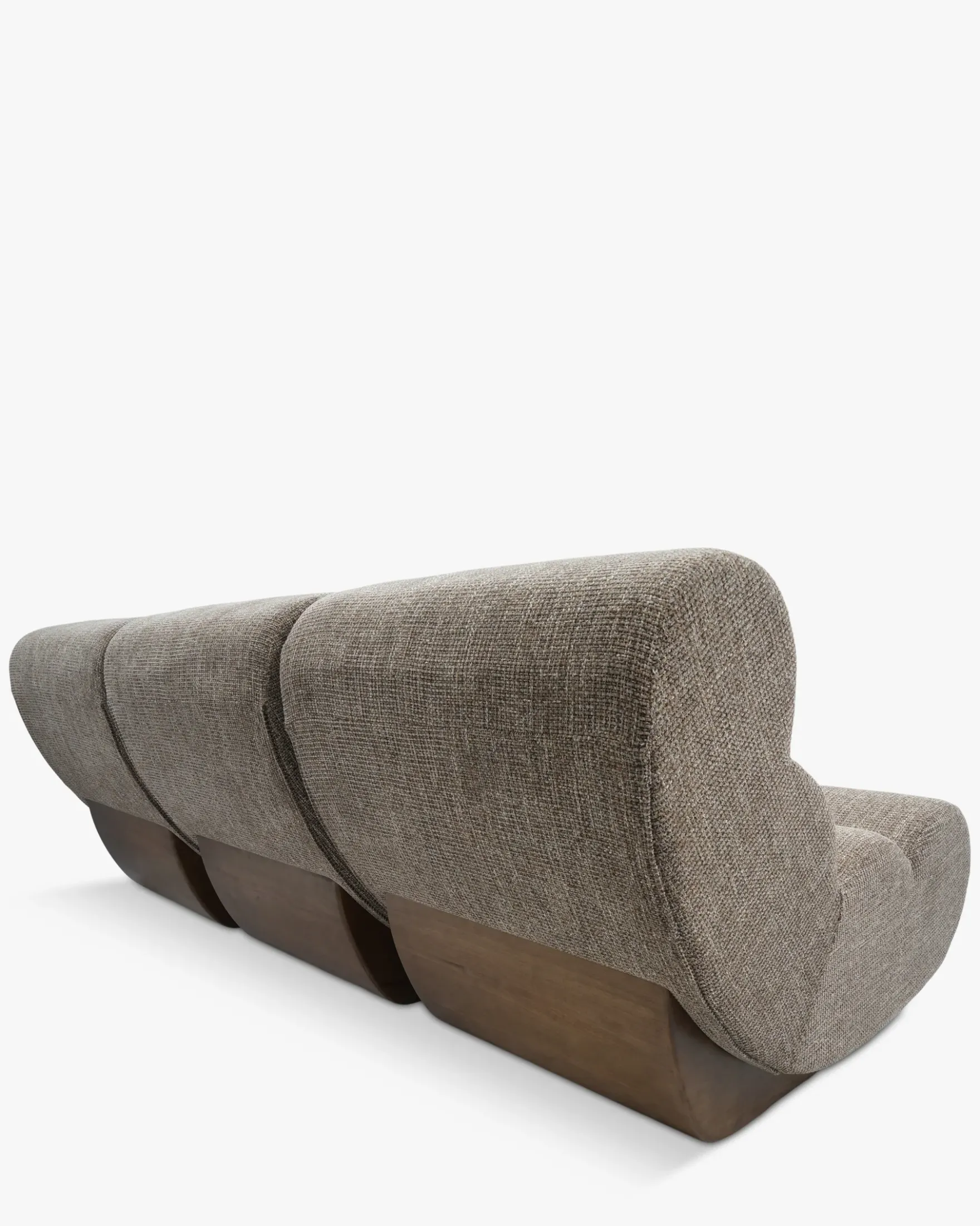 Canapé 3 places modulable, Tweed Taupe New York & Bois blond Cozy