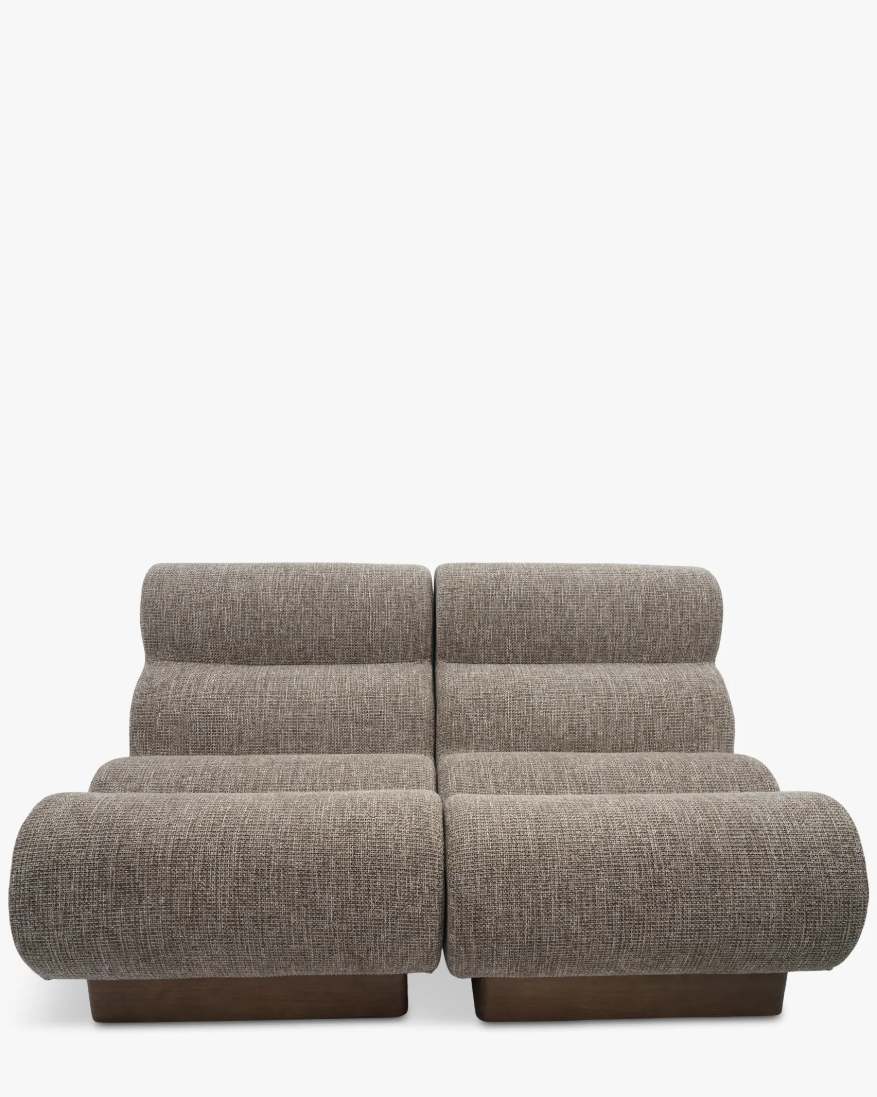 Canapé 2 places modulable, Tweed Taupe New York & Bois blond Cozy