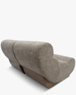 Canapé 2 places modulable, Tweed Taupe New York & Bois blond Cozy