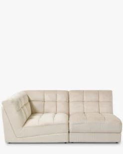 Canapé 2 places modulable, Velours beige pampa, L191 Paul
