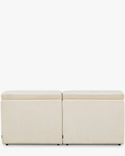 Canapé 2 places modulable, Velours beige pampa, L170 Paul