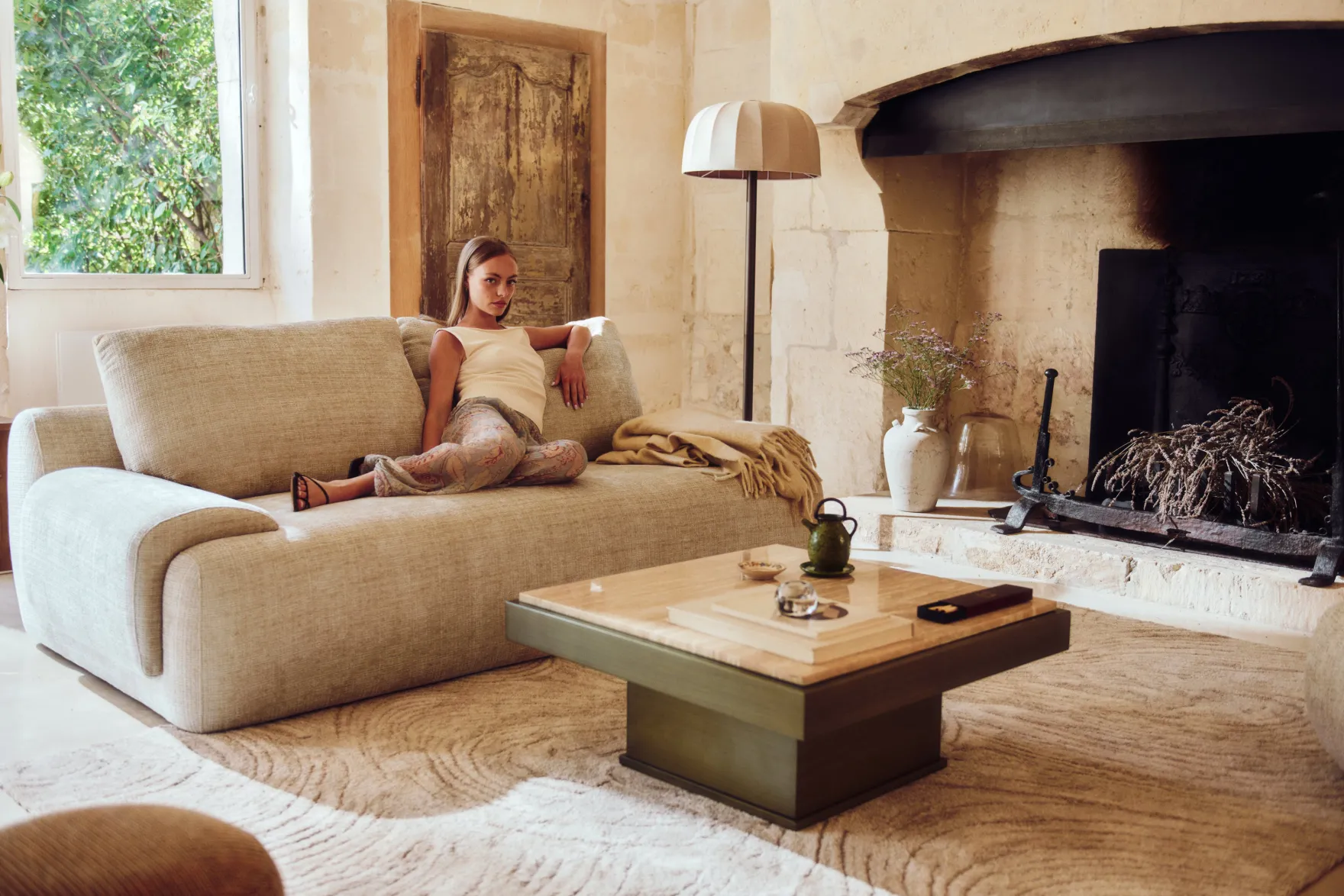 Canapé 3 places, Tweed beige dune, L219 Nublo