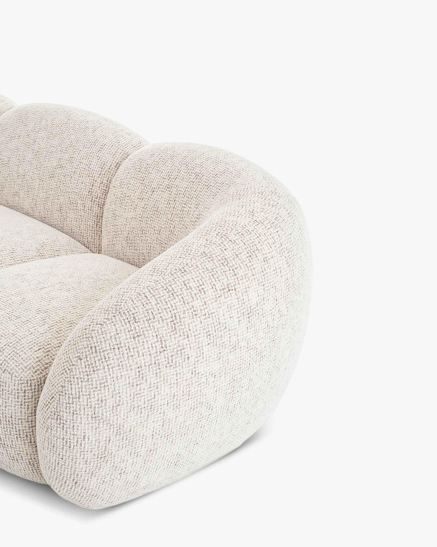 Canapé 3 places, Tweed beige moucheté, L231 Dulcia
